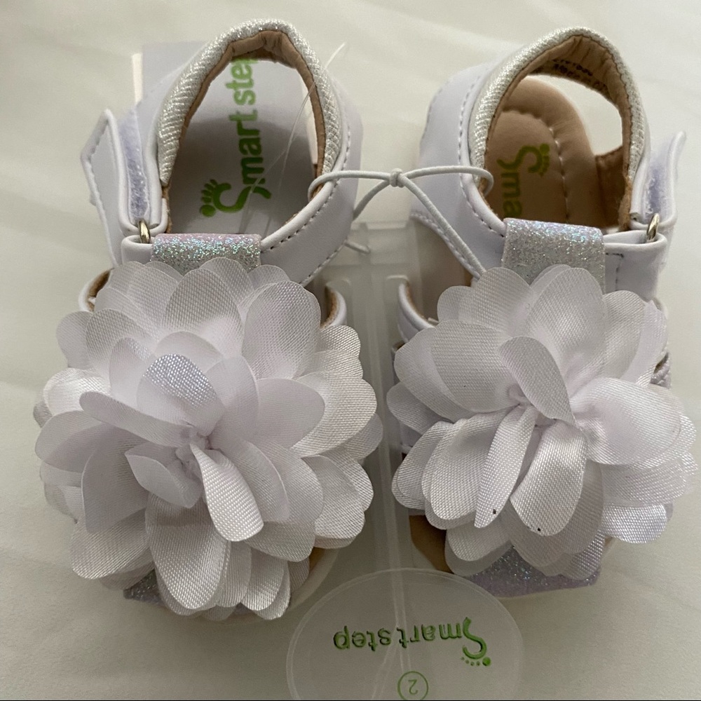 Smart Step White Floral Infant Sandals